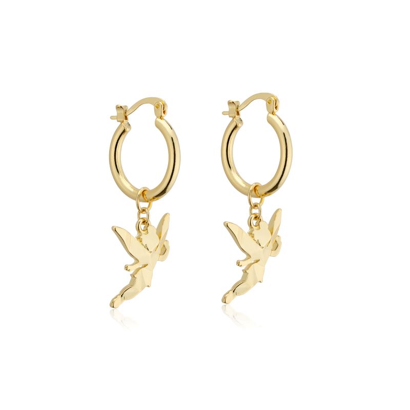 Disney_100_Tinker_Bell_Facet_Charm_Hoop_Earrings_Yellow_Gold_Jewellery_Couture_KingdomDYE1116