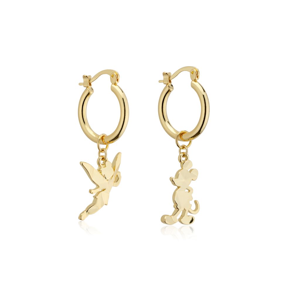 Disney_100_Tinker_Bell_Mickey_Mouse_Facet_Charm_Hoop_Earrings_Yellow_Gold_Jewellery_Couture_Kingdom_DYE1116