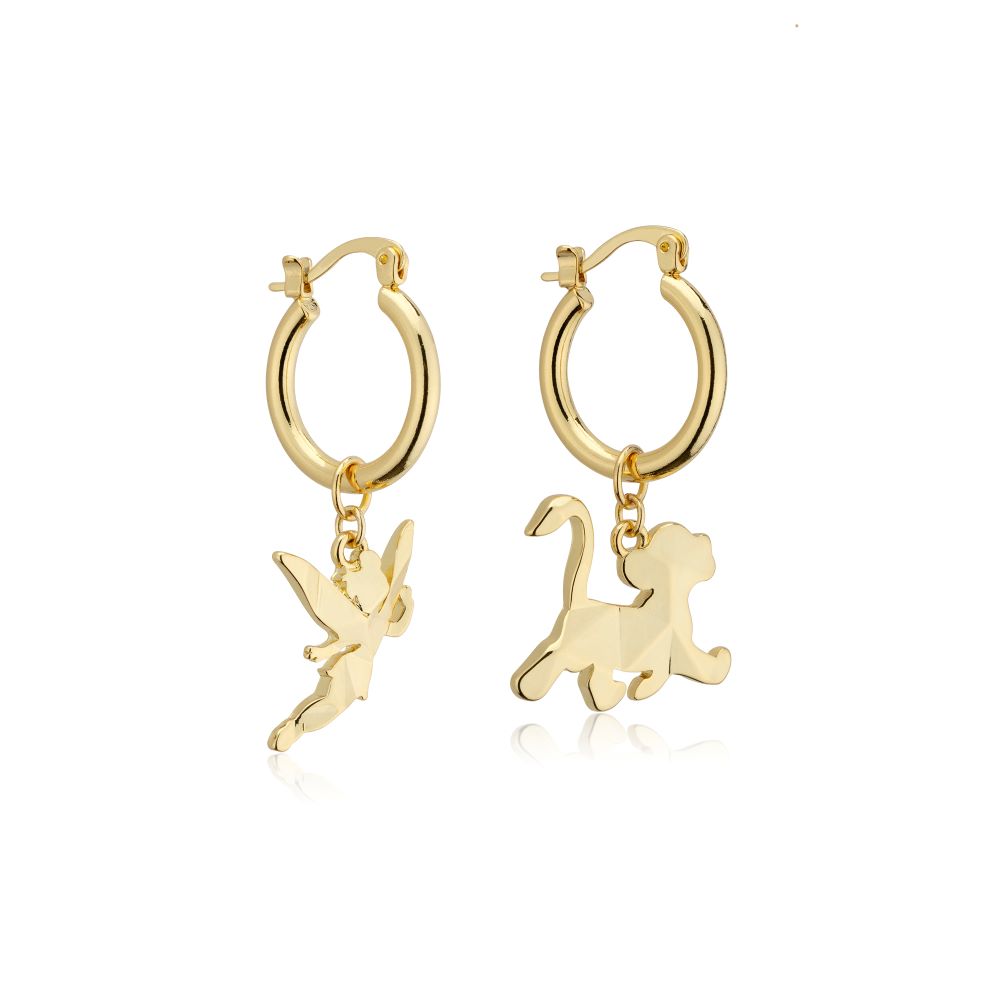 Disney_100_Tinker_Bell_Simba_Facet_Charm_Hoop_Earrings_Yellow_Gold_Jewellery_Couture_Kingdom_DYE1118