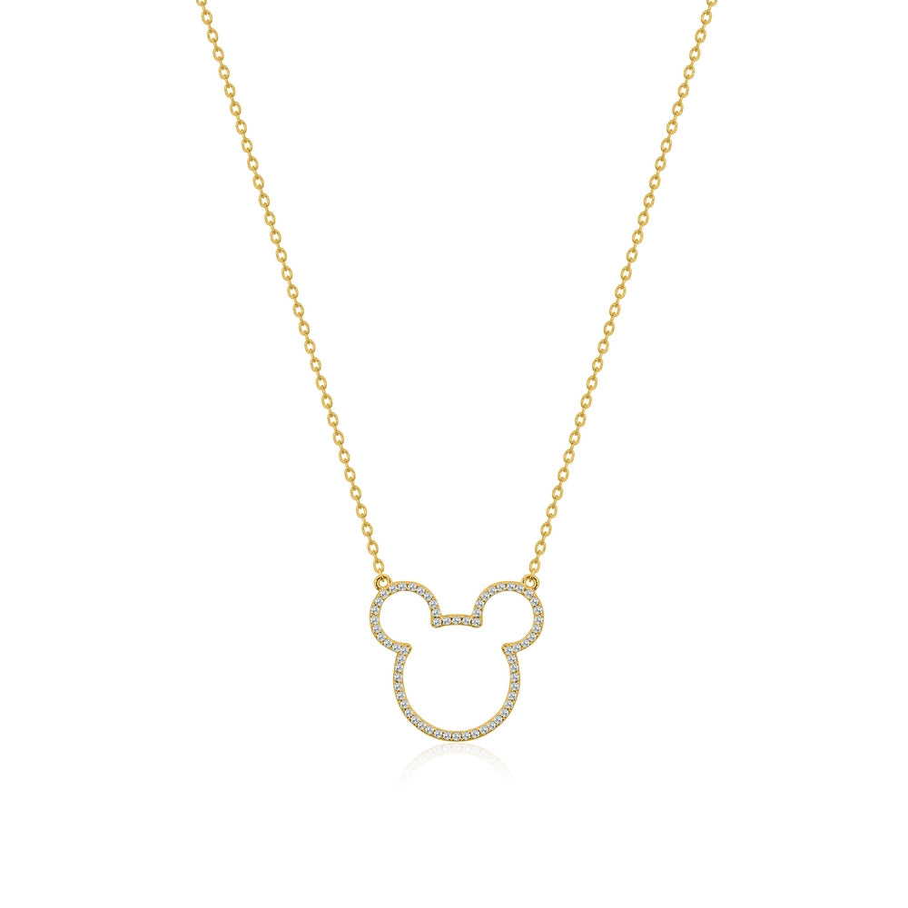 Disney Precious Metal Mickey Mouse Crystal Outline Necklace
