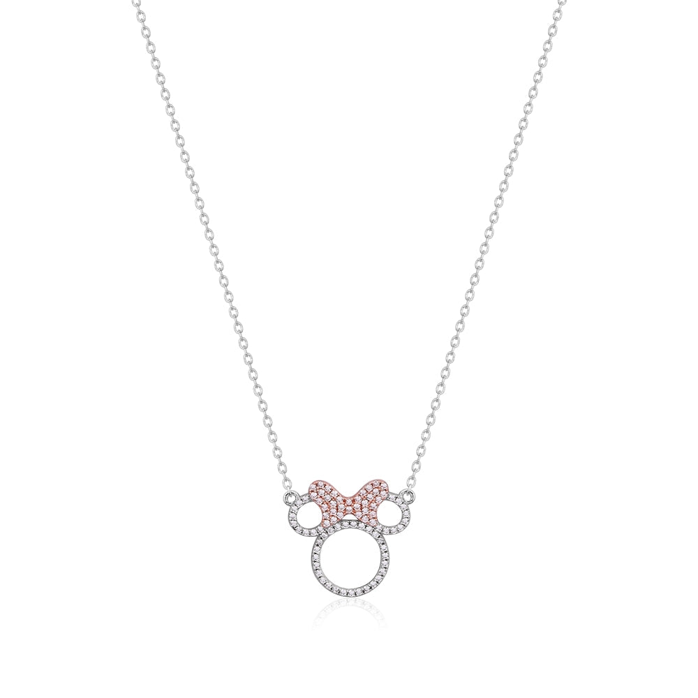 Disney Precious Metal Minnie Mouse Crystal Outline Necklace