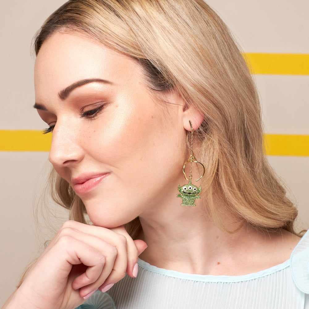 Disney_Pixar_Toy_Story_Yellow_Gold_Alien_Crystal_Drop_Earrings_Couture_Kingdom_DYE1004_on_model