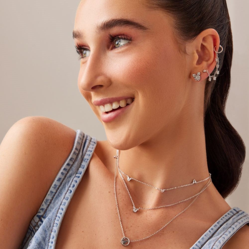Model_Wearing_Disney_Couture_Kingdom_Sterling_Silver_Yellow_Gold_Mickey_Mouse_Black_Cubic_Zirconia_Necklace