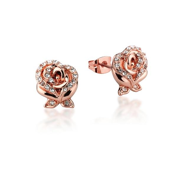 Disney Beauty & the Beast Enchanted Rose Crystal Stud Earrings