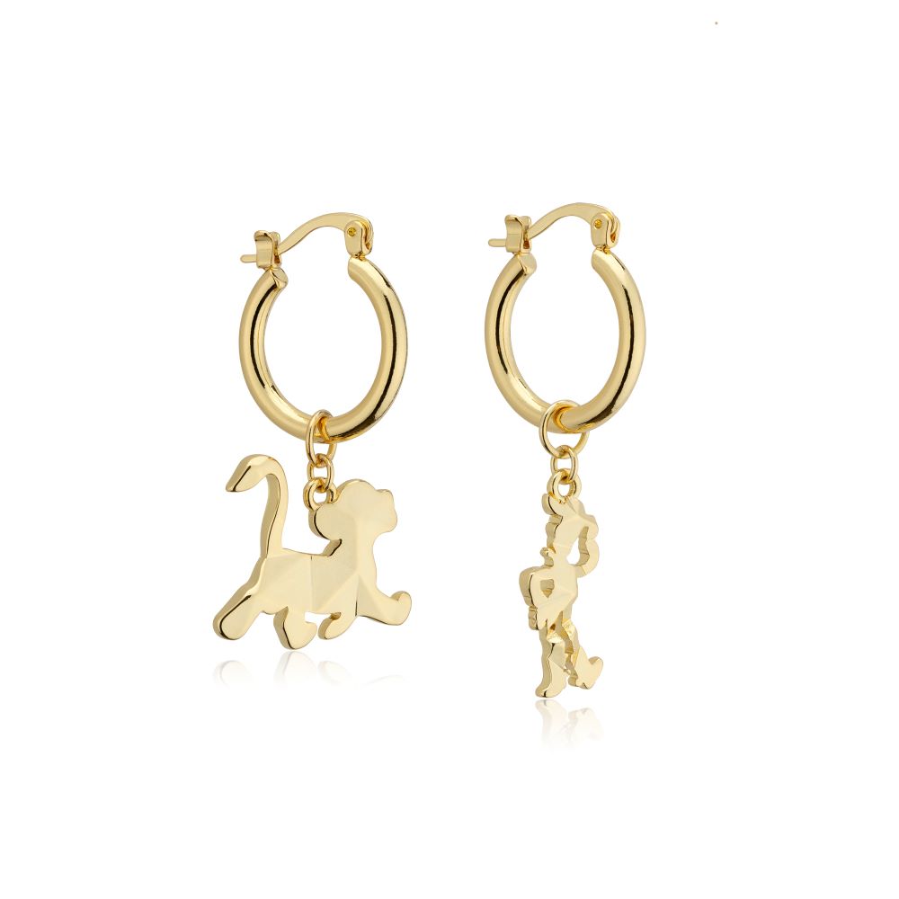 Disney_100_Simba_Pixar_Woody_Facet_Charm_Hoop_Earrings_Yellow_Gold_Jewellery_Couture_Kingdom_DYE1118