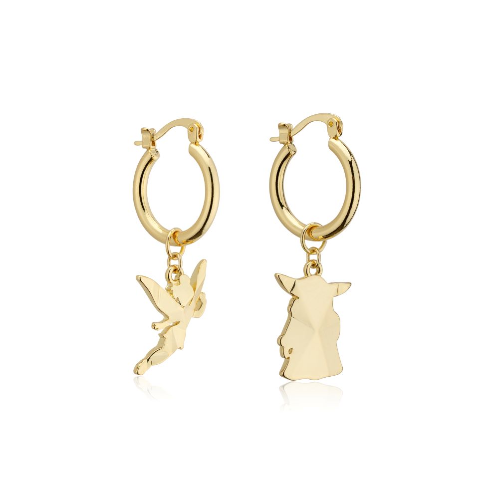 Disney_100_Tinker_Bell_Mandalorian_Grogu_Facet_Charm_Hoop_Earrings_Yellow_Gold_Jewellery_Couture_Kingdom_DYE1118