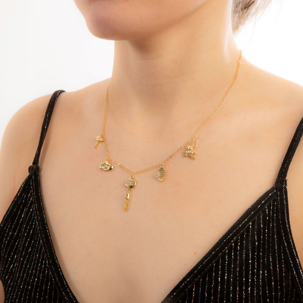 Disney Princess Mulan Charm Choker Necklace - Main Image